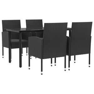 Set da Pranzo da Giardino 5 pz Nero in Polyrattan e Acciaiocod mxl 125042