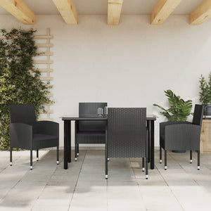 Set da Pranzo da Giardino 5 pz Nero in Polyrattan e Acciaiocod mxl 125042