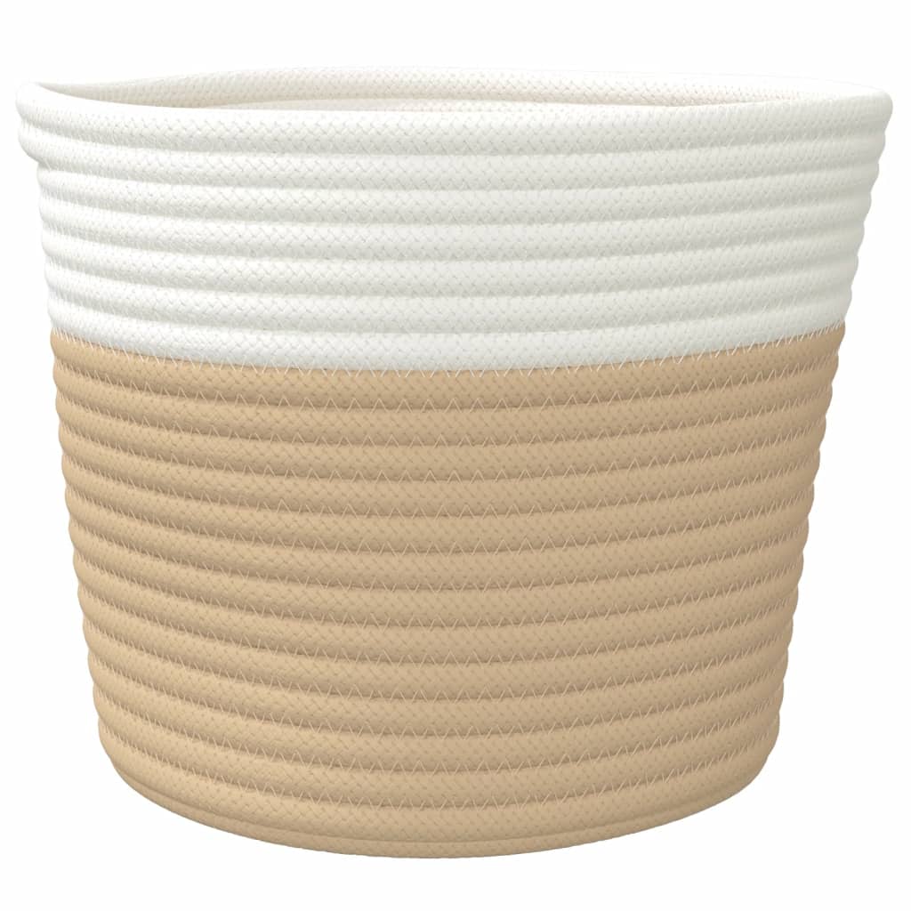 Cestini Portaoggetti 2pz Beige e Bianco Ø24x18 cm in Cotone 358455