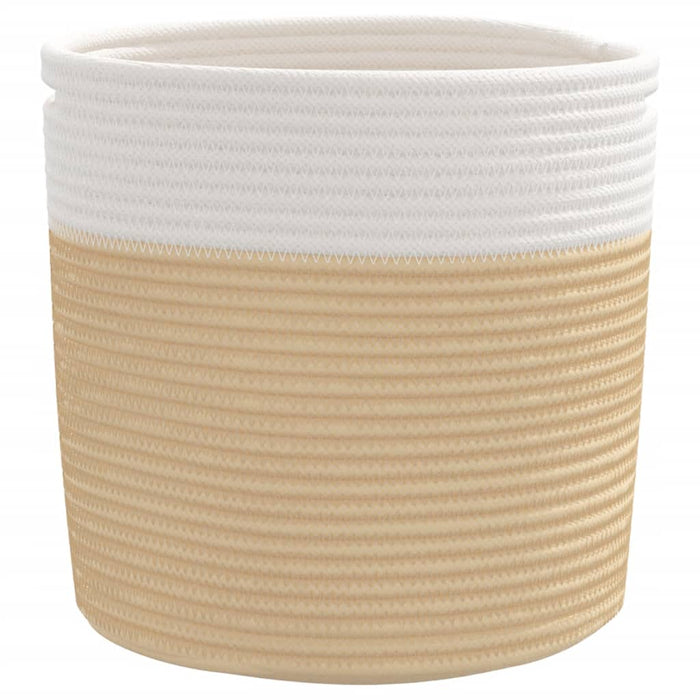 Cestini Portaoggetti 2pz Beige e Bianco Ø28x28 cm in Cotone 358459