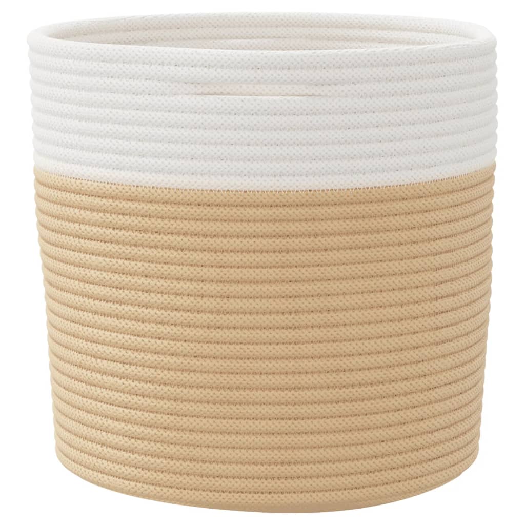 Cestini Portaoggetti 2pz Beige e Bianco Ø28x28 cm in Cotone 358459