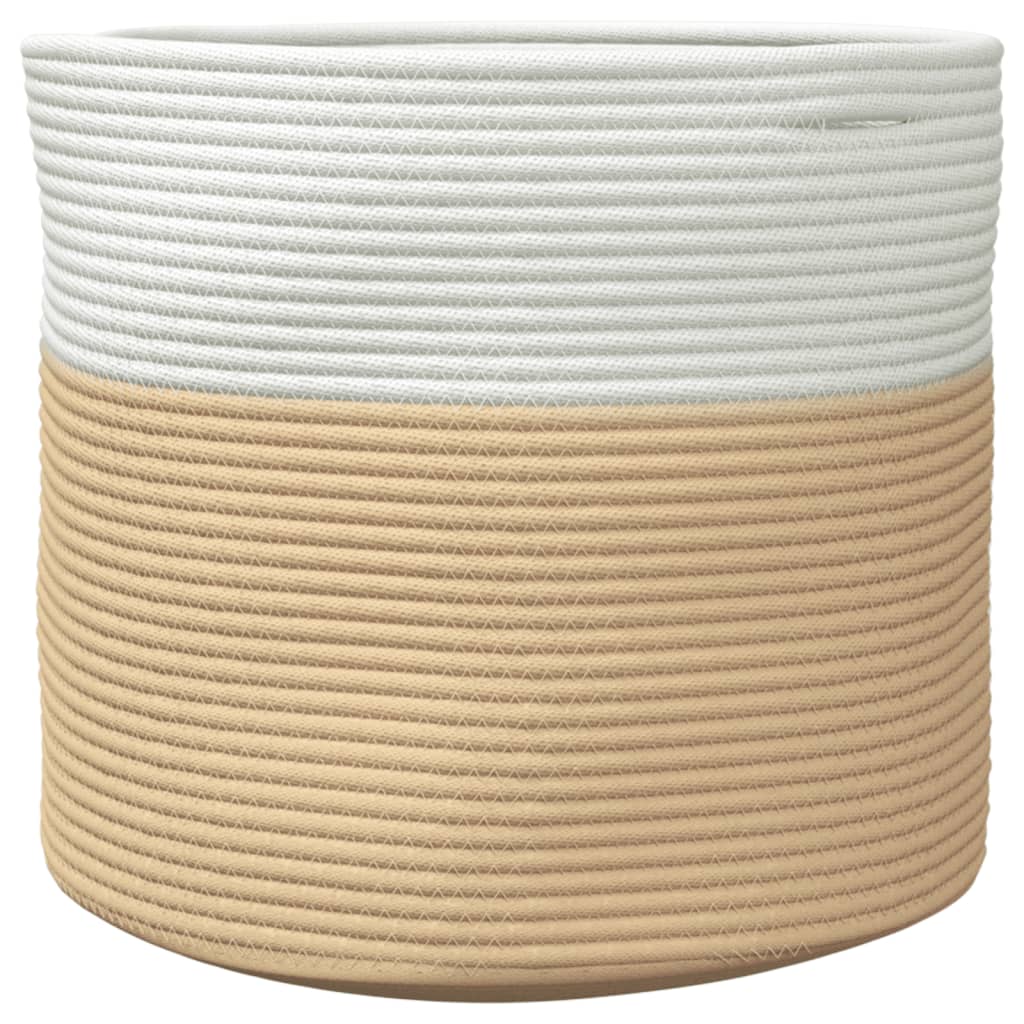 Cestino Portaoggetti Beige e Bianco Ø40x35 cm in Cotone 358467