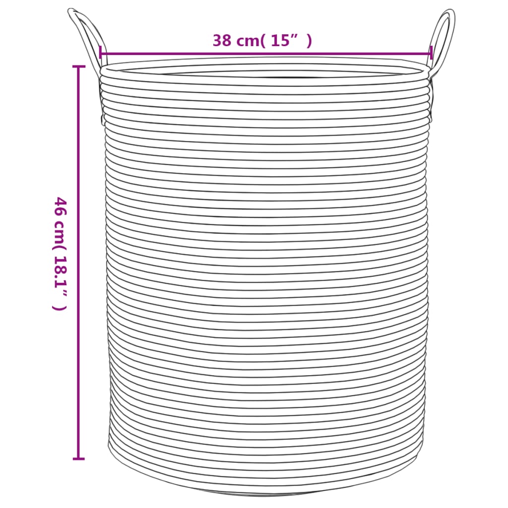 Cestino Portaoggetti Grigio e Bianco Ø38x46 cm in Cotone 358481