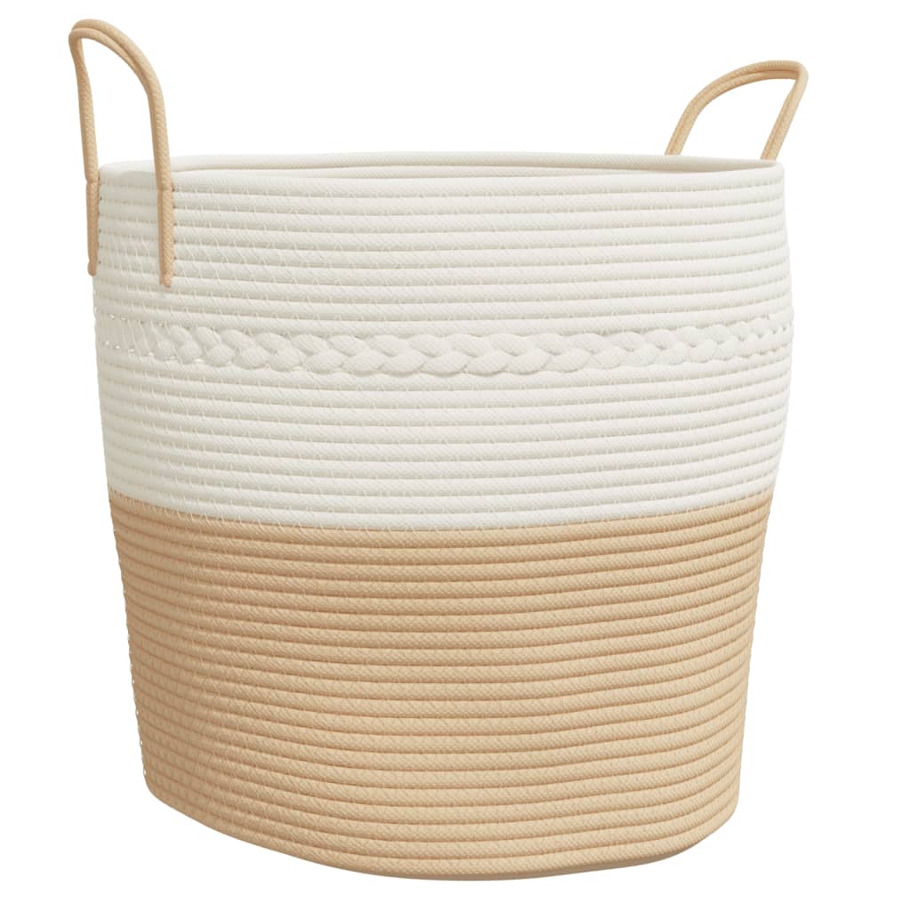 Cestino Portaoggetti Beige e Bianco Ø43x38 cm in Cotonecod mxl 84709