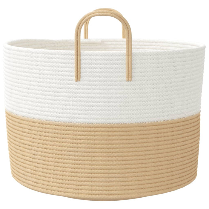 Cestino Portaoggetti Beige e Bianco Ø51x33 cm in Cotone 358491