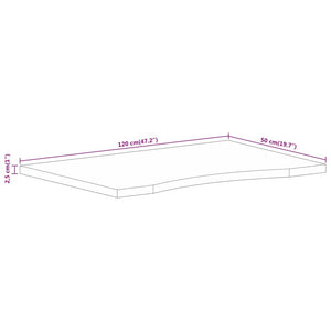 Piano Scrivania con Curva 120x50x2,5cm Massello Grezzo di Mango 370196