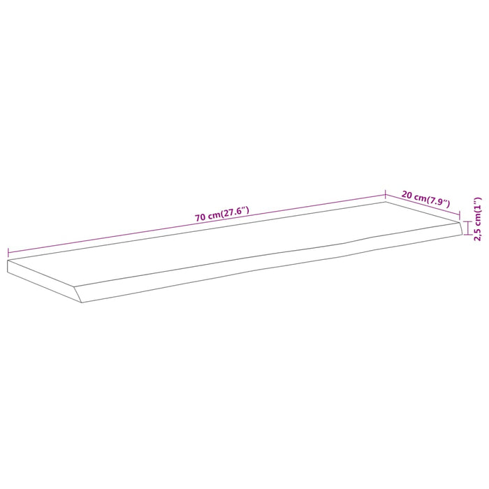 Mensola a Muro 70x20x2,5cm Rettangolare Legno Acacia Bordi Vivi 370225