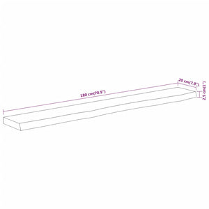 Mensola Muro 180x20x2,5cm Rettangolare Legno Acacia Bordi Vivi 370233