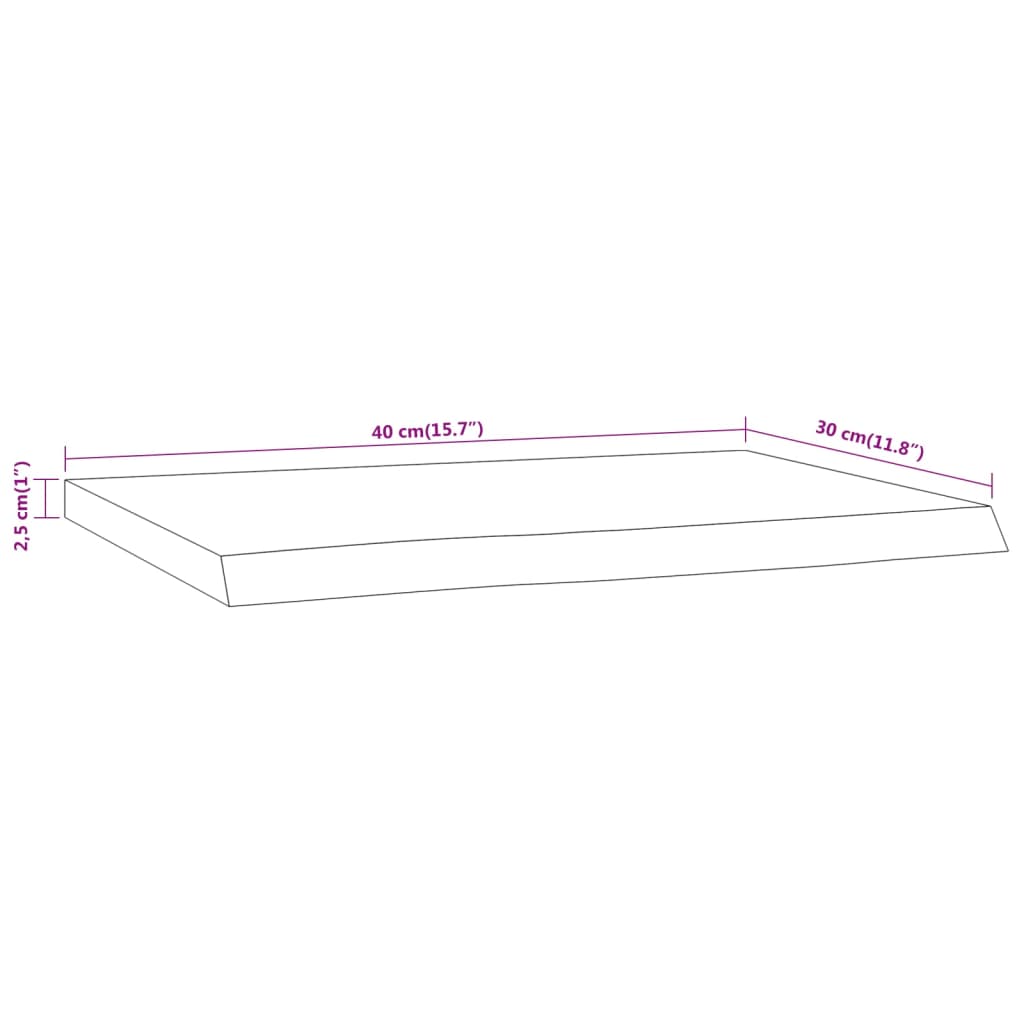 Mensola a Muro 40x30x2,5cm Rettangolare Legno Acacia Bordi Vivi 370234