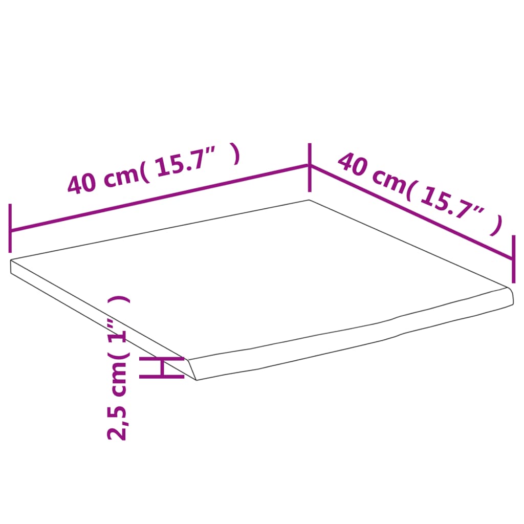 Mensola a Muro 40x40x2,5cm Quadrata Massello Acacia Bordi Vivi 370246