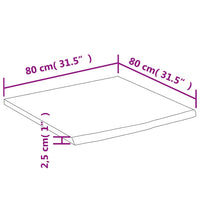 Piano Scrivania 80x80x2,5cm Quadrato Massello Acacia Bordi Vivi 370266