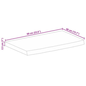 Piano Tavolo 60x40x2,5 cm Bordi Vivi Legno di Mango Grezzo 370344