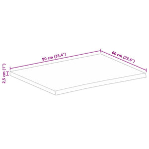 Piano Tavolo Bordi Vivi 90x60x2,5 cm in Legno Massello di Mango 370453