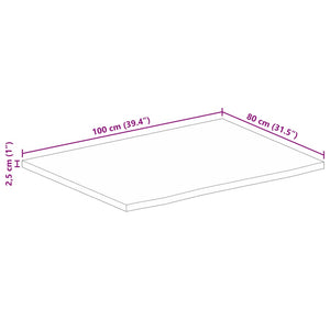 Piano Tavolo Bordi Vivi 100x80x2,5 cm Legno Massello di Mango 370460