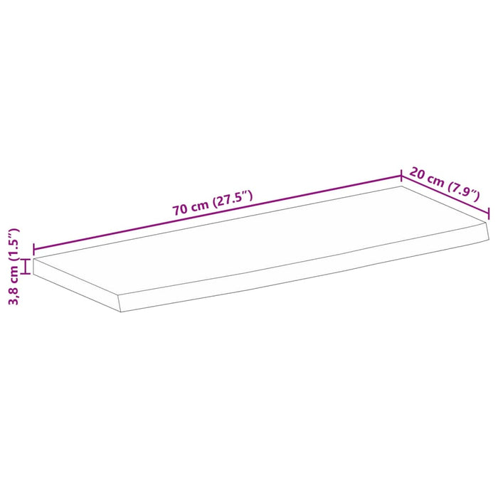 Piano Tavolo Bordi Vivi 70x20x3,8 cm in Legno Massello di Mango 370465