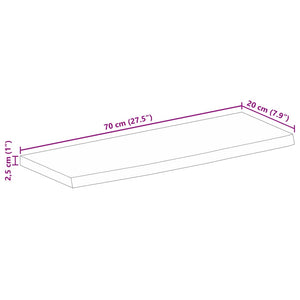 Piano Tavolo Bordi Vivi 70x20x2,5 cm in Legno Massello di Mango 370513