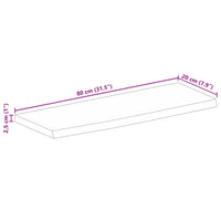 Piano Tavolo Bordi Vivi 80x20x2,5 cm Legno Massello di Mango 370514