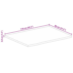 Piano Tavolo Bordi Vivi 110x80x3,8cm in Legno Massello di Mango 370605