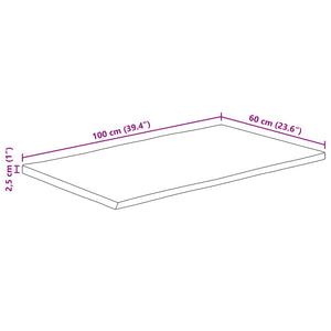 Piano Tavolo 100x60x2,5 cm Rettangolare Legno Acacia Bordi Vivi 370622