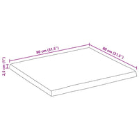 Piano Tavolo 80x80x2,5 cm Quadrato Legno Acacia Bordi Vivi 370626