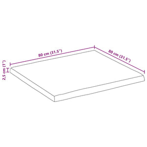 Piano Tavolo 80x80x2,5 cm Quadrato Legno Acacia Bordi Vivi 370626