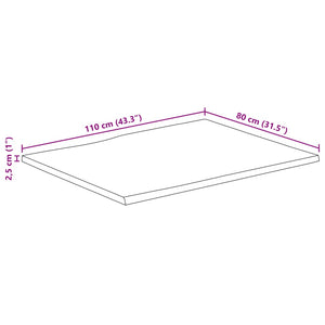 Piano Tavolo 110x80x2,5 cm Rettangolare Legno Acacia Bordi Vivi 370629