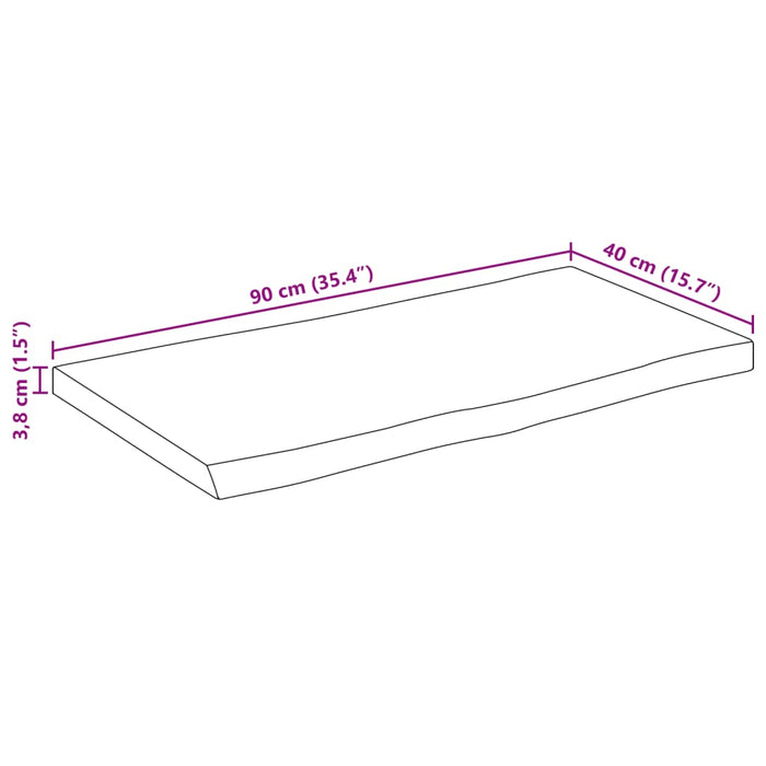 Piano Tavolo 90x40x3,8 cm Rettangolare Legno Acacia Bordi Vivi 370635