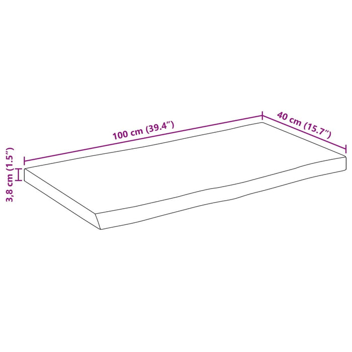 Piano Tavolo 100x40x3,8 cm Rettangolare Legno Acacia Bordi Vivi 370636