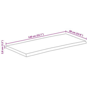 Piano Tavolo 140x60x3,8 cm Rettangolare Legno Acacia Bordi Vivi 370649