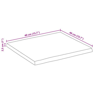 Piano Tavolo Bordi Vivi 40x40x2,5cm Massello Mango Grezzo 370654