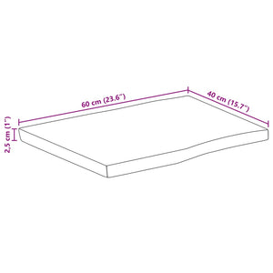 Piano Tavolo Bordi Vivi 60x40x2,5cm Legno Massello Mango Grezzo 370656