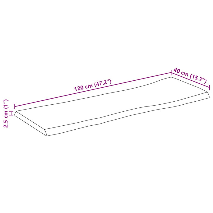 Piano Tavolo Bordi Vivi 120x40x2,5 cm Legno di Mango Grezzo 370662