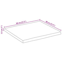 Piano Tavolo Bordi Vivi 80x80x2,5cm Legno Massello Mango Grezzo 370674