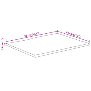 Piano Tavolo Bordi Vivi 90x80x2,5cm Legno Massello Mango Grezzo 370675