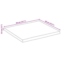 Piano Tavolo Bordi Vivi 40x40x3,8cm Legno Massello Mango Grezzo 370678