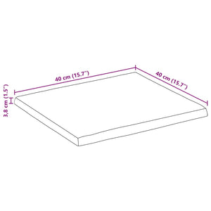 Piano Tavolo Bordi Vivi 40x40x3,8cm Legno Massello Mango Grezzo 370678