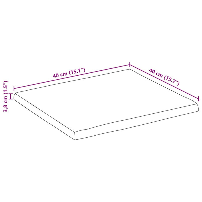 Piano Tavolo Bordi Vivi 40x40x3,8cm Legno Massello Mango Grezzo 370678