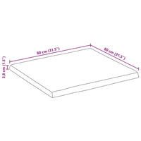 Piano Tavolo Bordi Vivi 80x80x3,8cm Legno Massello Mango Grezzo 370698