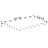 Piano per Tavolo 90x60x2,5cm Bordi Vivi in Legno Massello Mango 370717