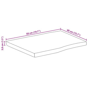 Piano per Tavolo 50x40x3,8cm Bordi Vivi in Legno Massello Mango 370727