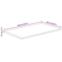 Piano Tavolo 100x60x3,8 cm Bordi Vivi in Legno Massello Mango 370742