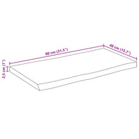 Piano Tavolo 80x40x2,5 cm Bordi Vivi in Legno Massello di Mango 370754