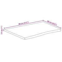 Piano per Tavolo 80x60x2,5cm Bordi Vivi in Legno Massello Mango 370764