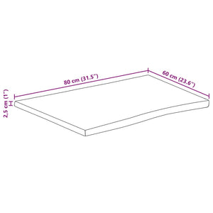 Piano per Tavolo 80x60x2,5cm Bordi Vivi in Legno Massello Mango 370764