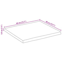 Piano per Tavolo 40x40x3,8cm Bordi Vivi in Legno Massello Mango 370774