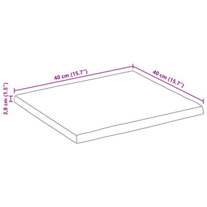 Piano per Tavolo 40x40x3,8cm Bordi Vivi in Legno Massello Mango 370774