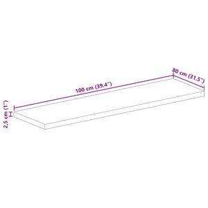 Piano Tavolo 100x80x2,5 cm Rettangolare Legno Massello Acacia 370940