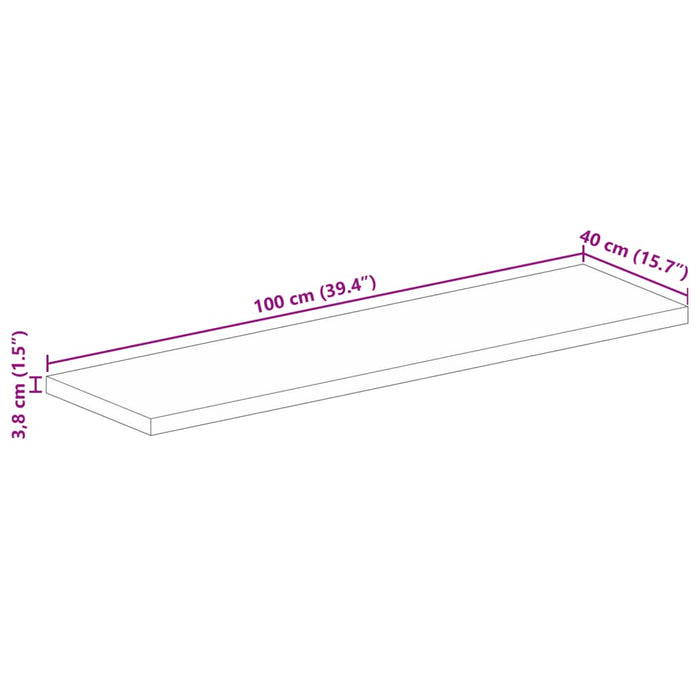 Piano Tavolo 100x40x3,8 cm Rettangolare Legno Massello Acacia 370973