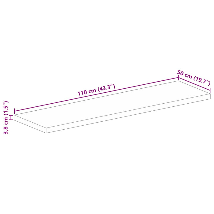 Piano Tavolo 110x50x3,8 cm Rettangolare Legno Massello Acacia 370985