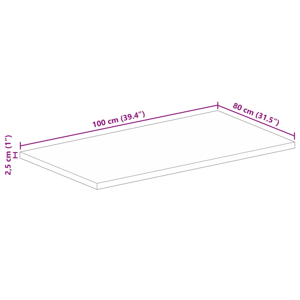 Piano Tavolo 100x80x2,5 cm Rettangolare in Massello di Recupero 371081